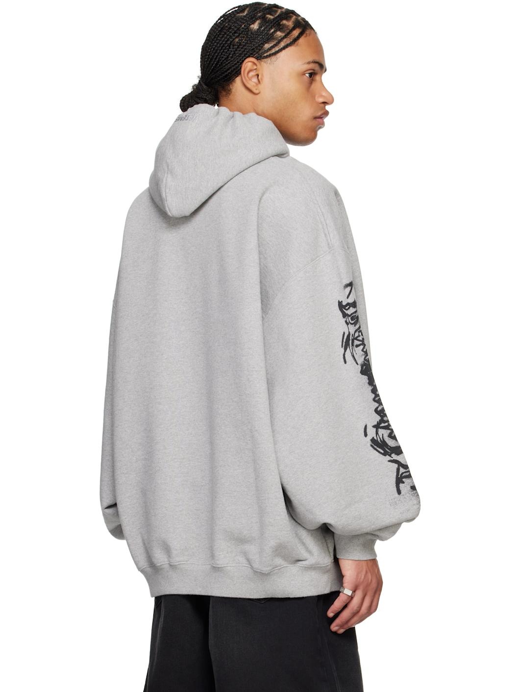 Gray Goth Oversized Hoodie - 3