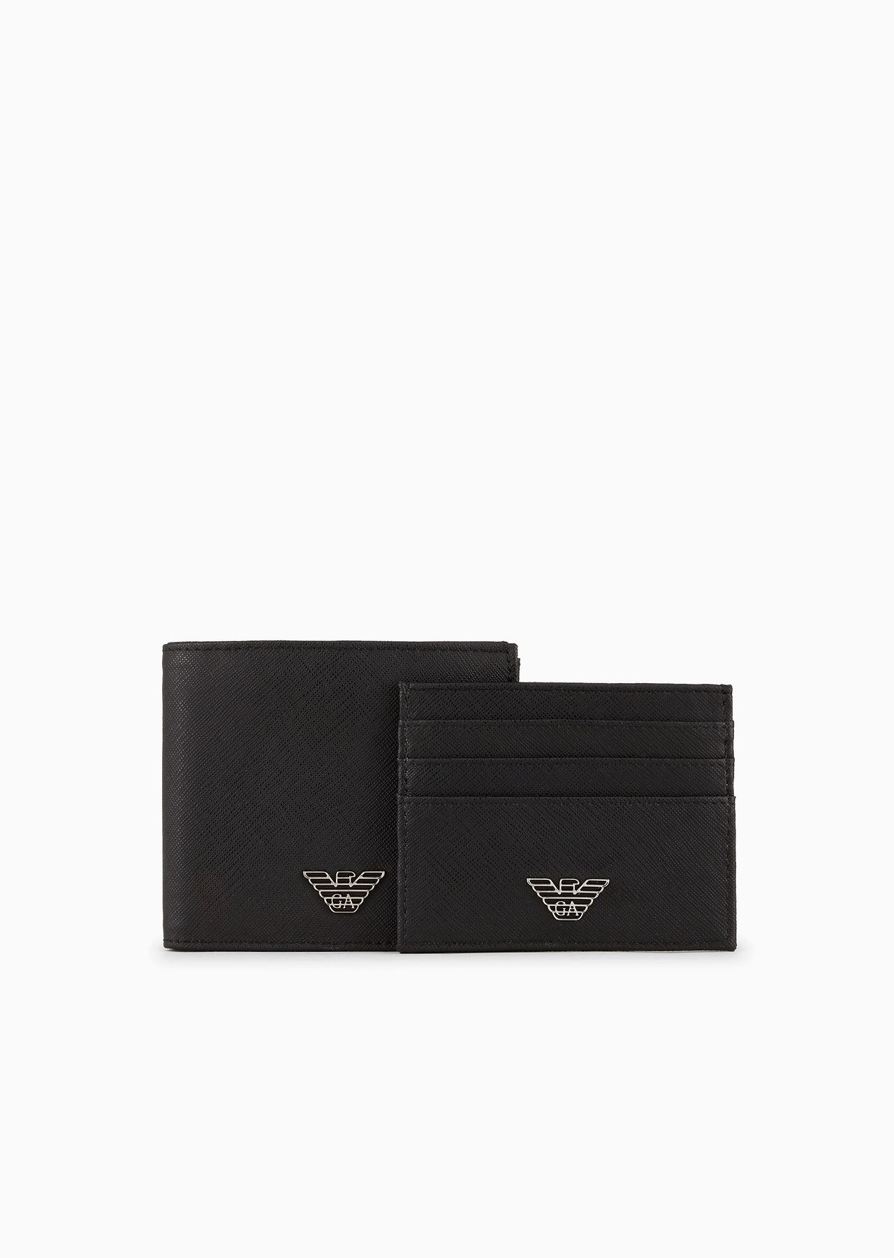 ASV gift box containing regenerated Saffiano leather wallet and card holder with eagle plate - 1