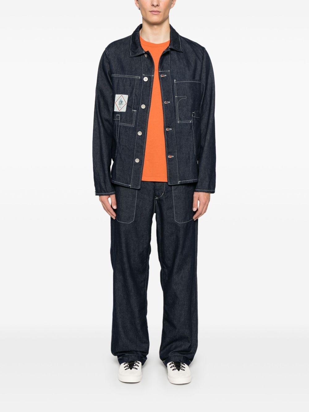 logo-patch denim jacket - 2