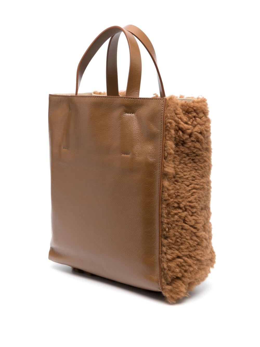 logo-patch shearling tote bag - 3