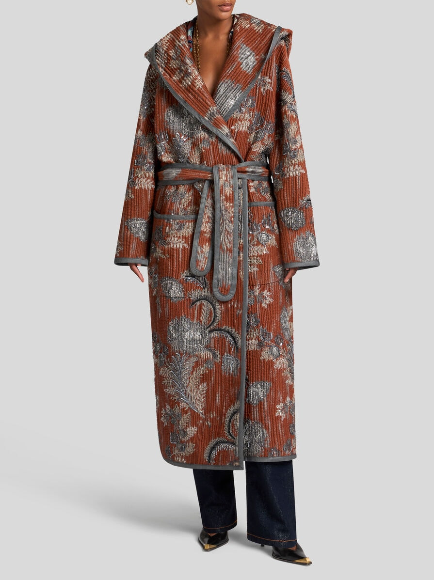 QUILTED JACQUARD COAT WITH EMBROIDERY - 4