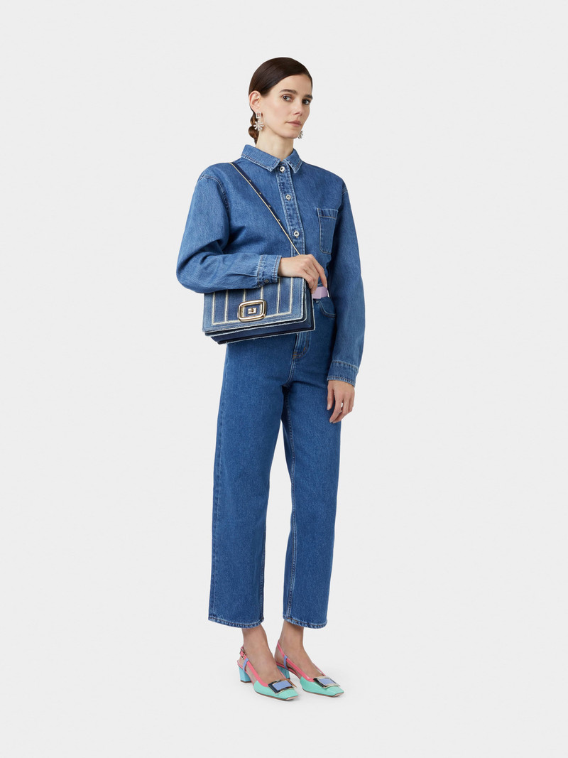 Roger Vivier Viv' Choc Summertime Bag in Denim outlook