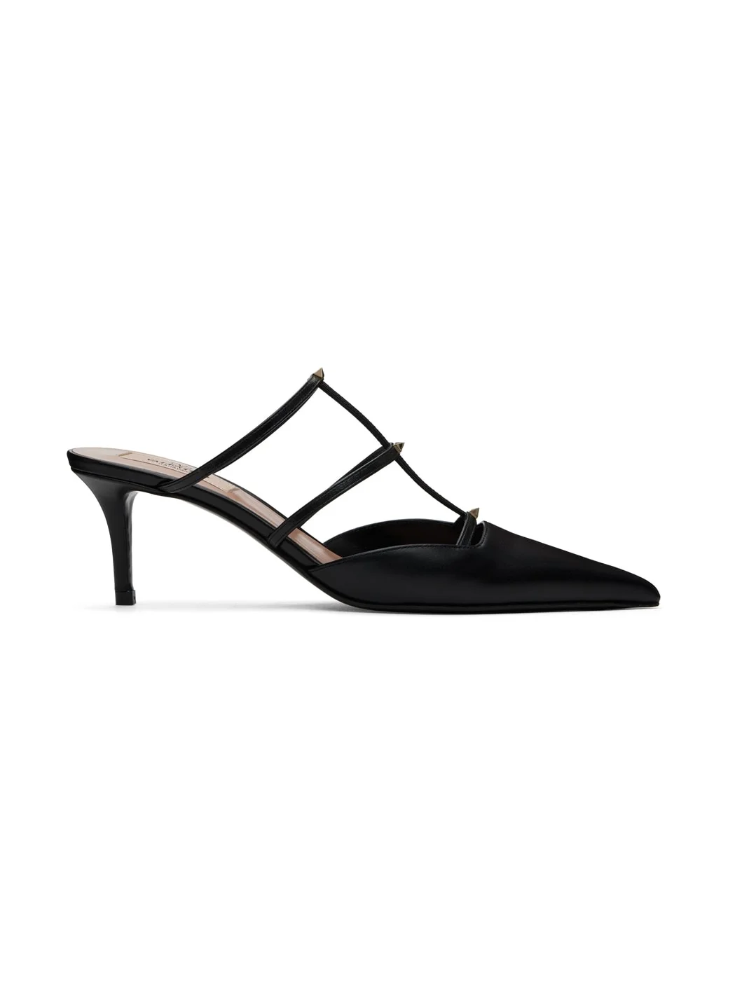 Black Rockstud Wispy Calfskin Mules - 1