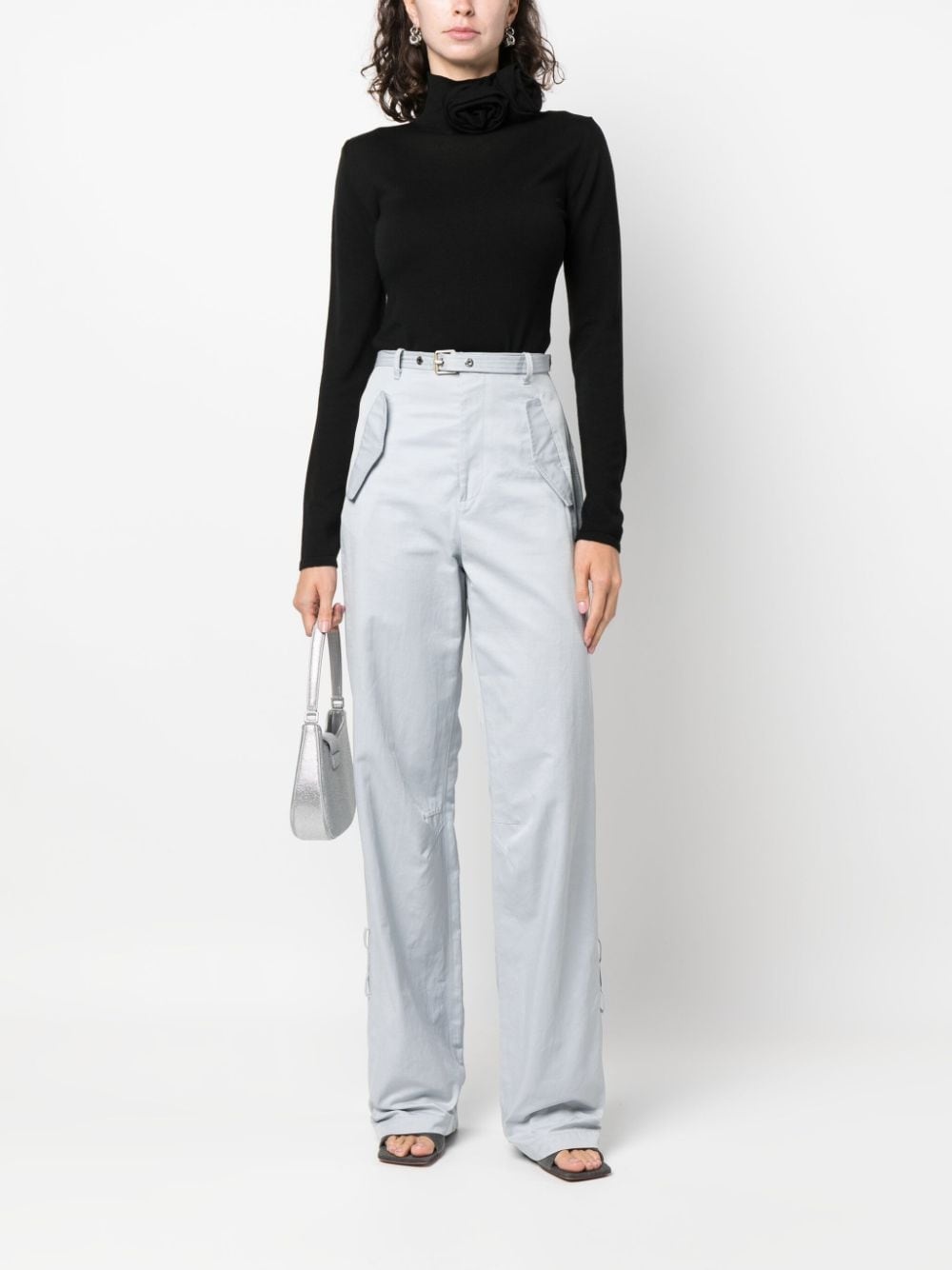 floral-appliquÃ© high-neck jumper - 2