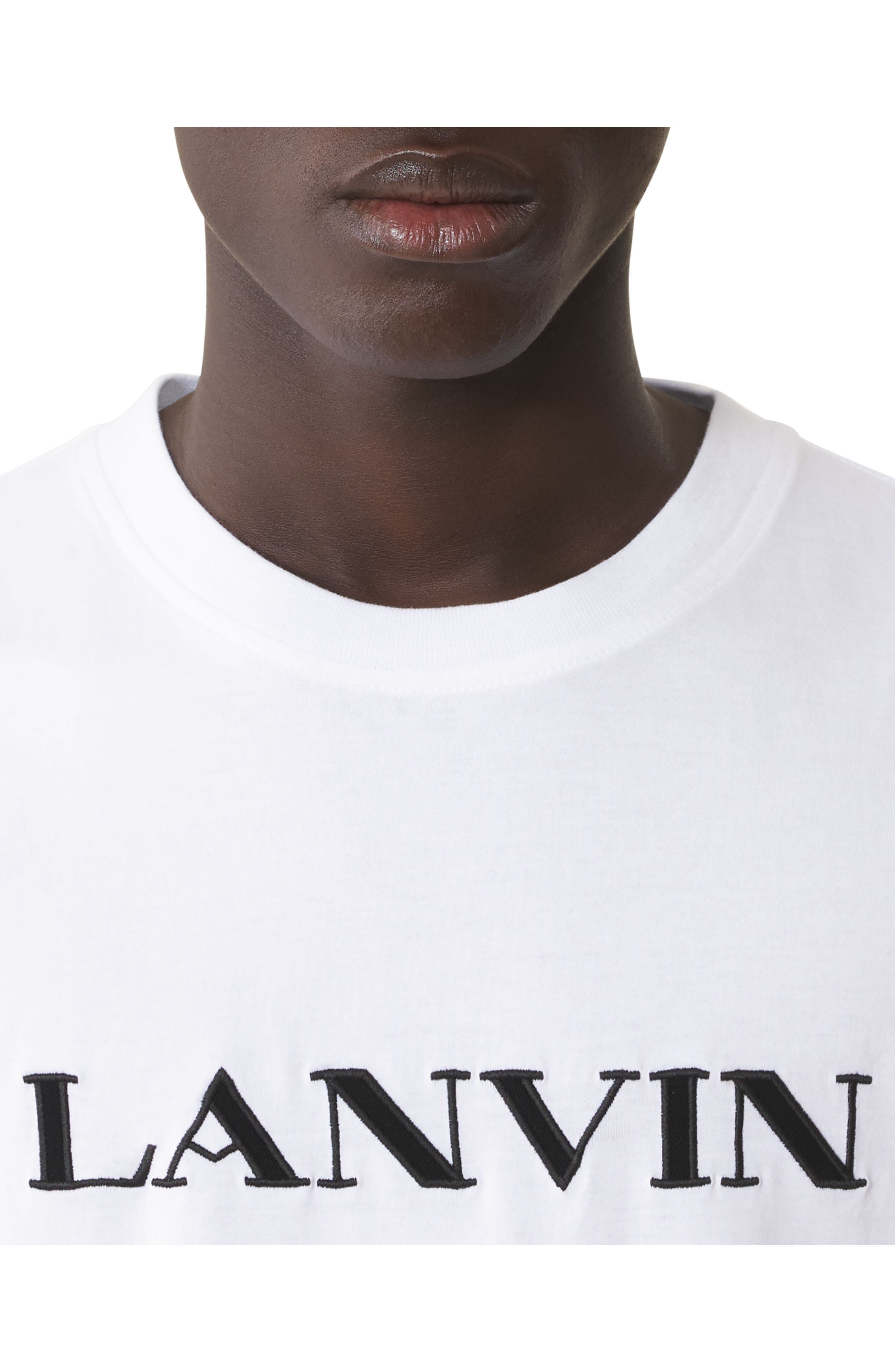 Lanvin Embroidered Cotton T-Shirt in Blanc Optique at Nordstrom - 5