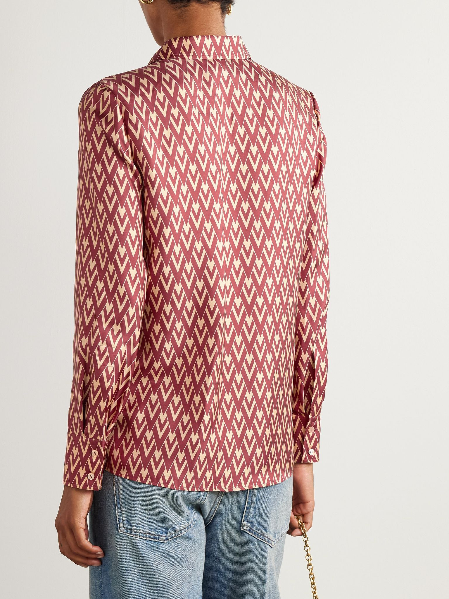Printed silk-twill shirt Red - 4