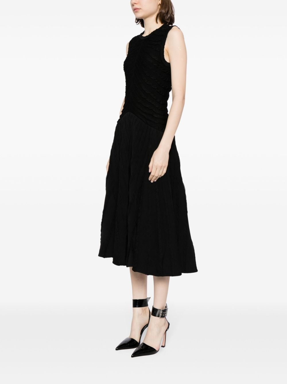 textured cupro-silk blend midi dress - 3