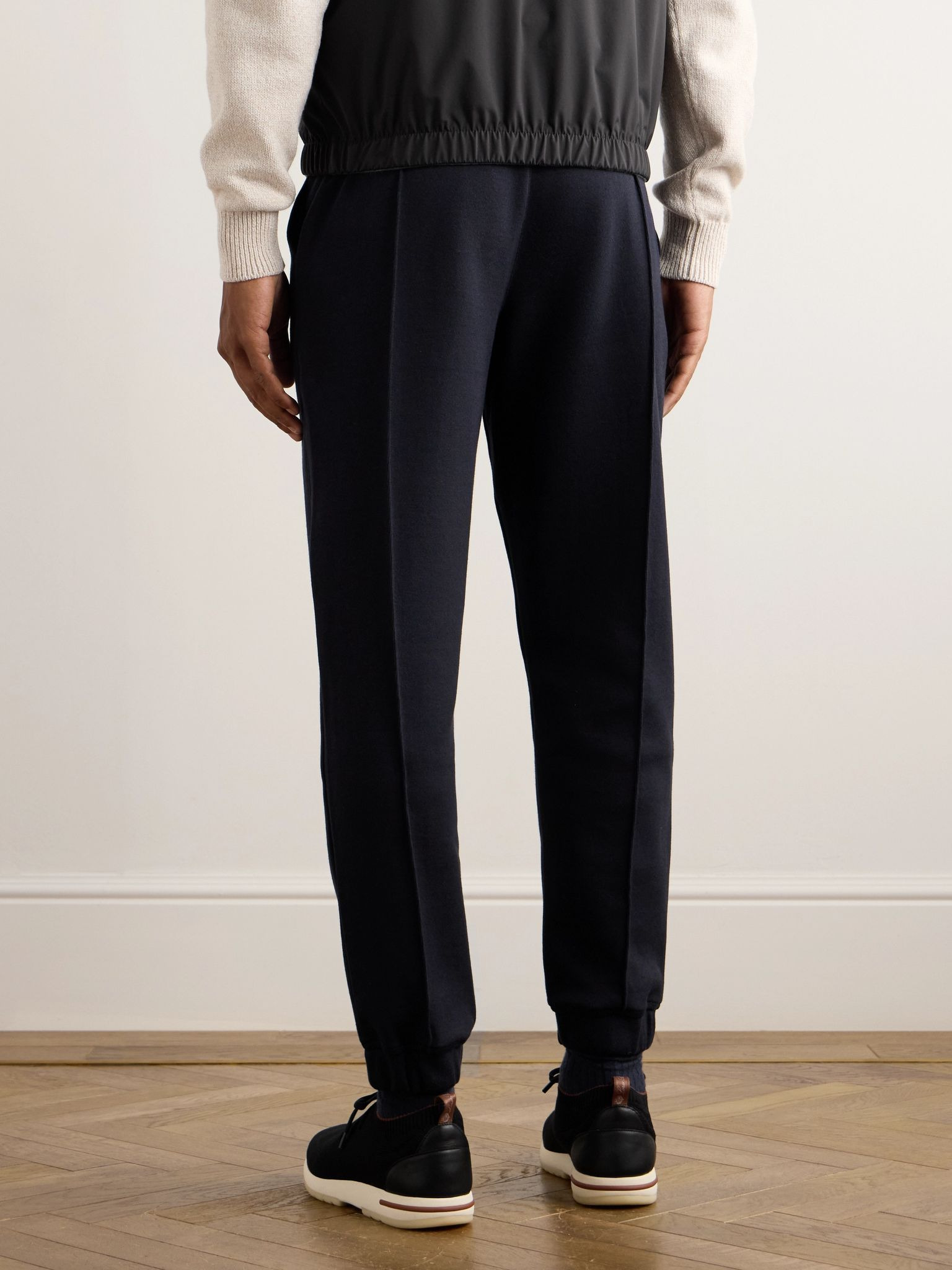 Whitney Tapered Cotton, Silk and Cashmere-Blend Jersey Sweatpants Navy - 3