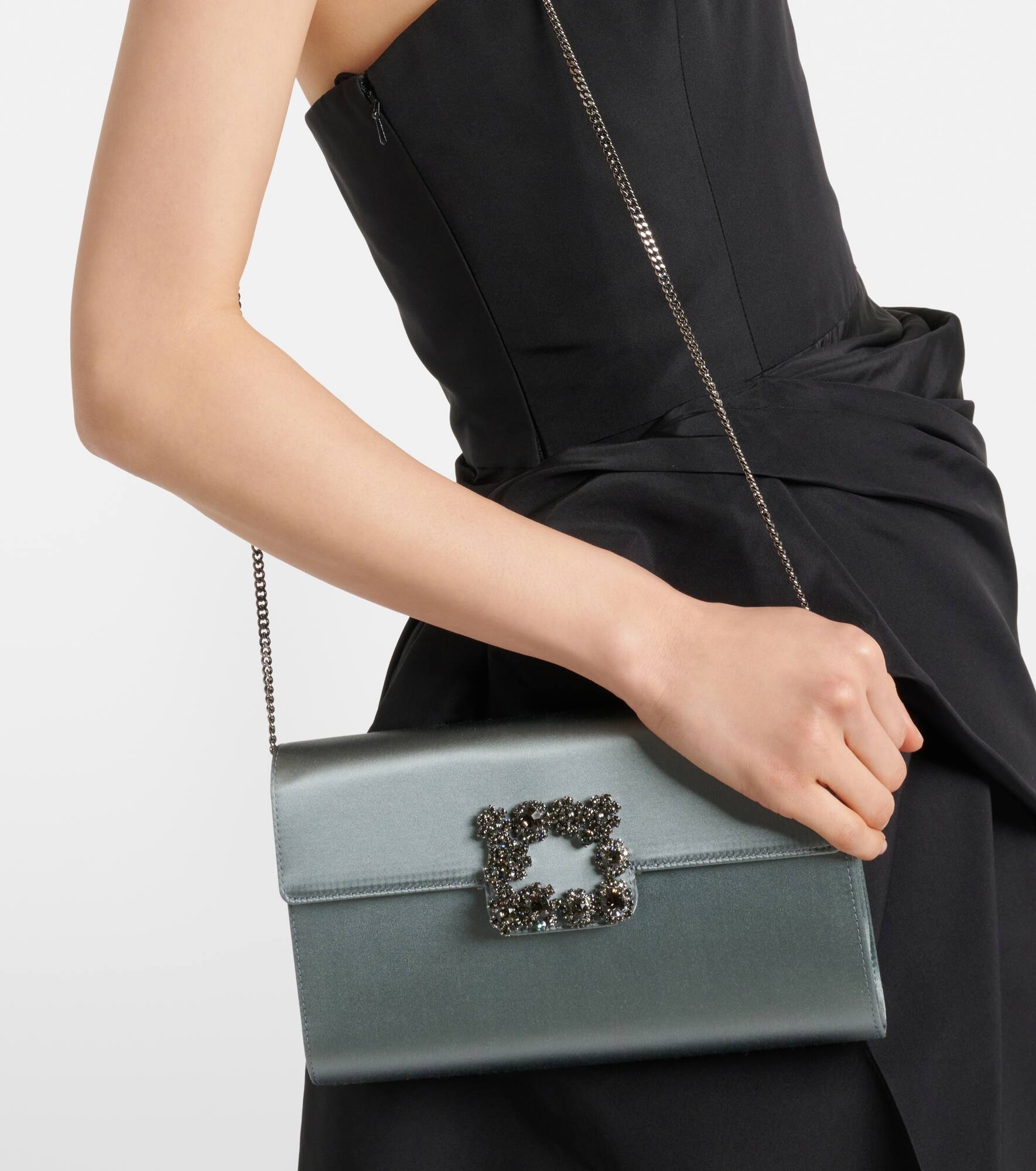 Efflorescence embellished satin clutch - 2