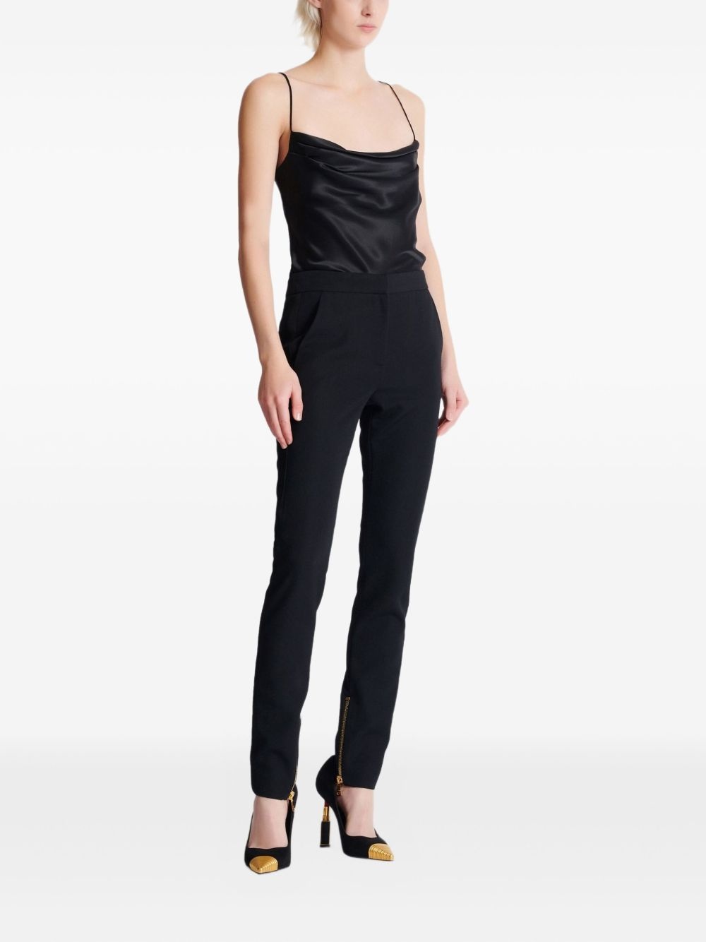 zipped slim-fit trousers - 3