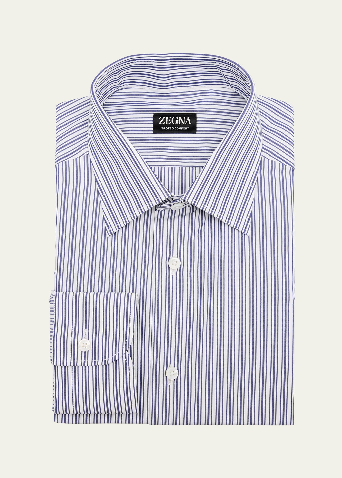 Men's Trofeo Comfort Cotton Stripe Point Collar Dress Shirt - 1