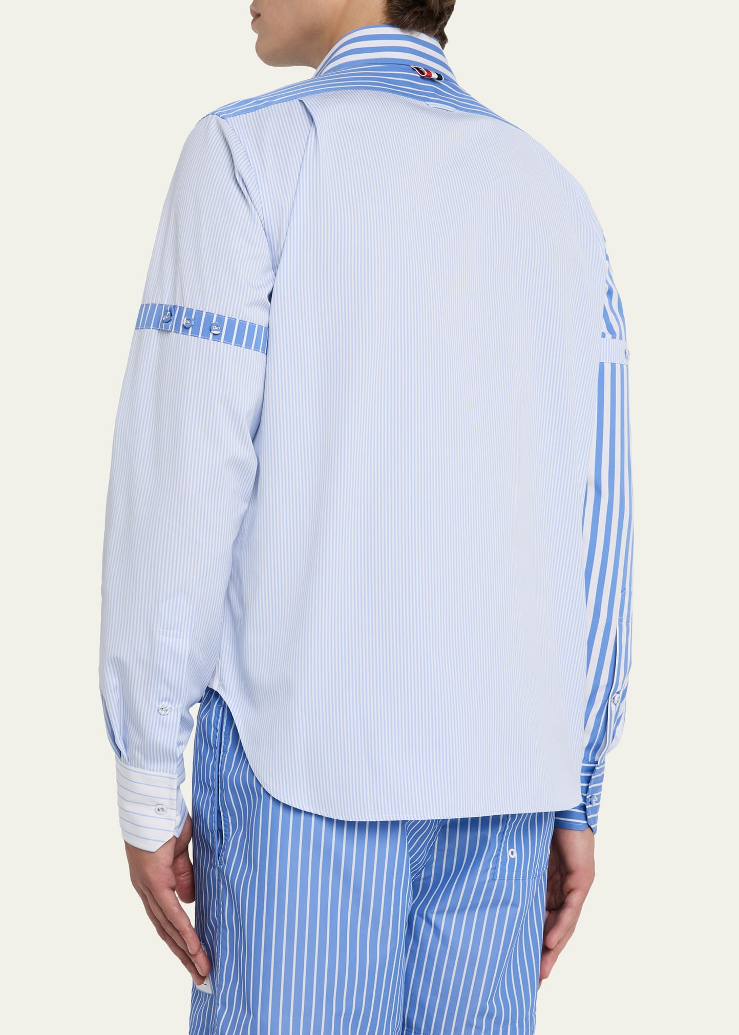 Men's Poplin Funmix Stripe Full-Zip Overshirt - 3