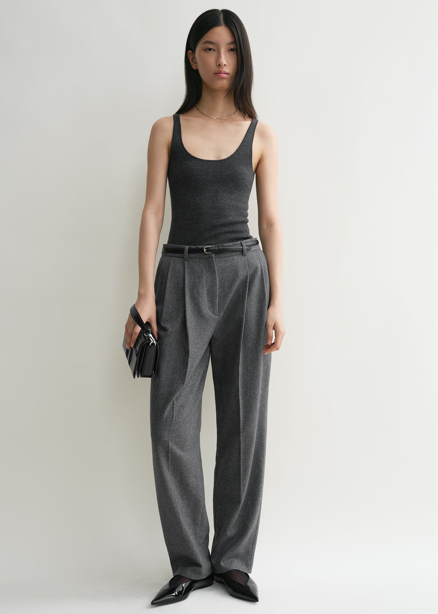 Compact knit tank grey melange - 2