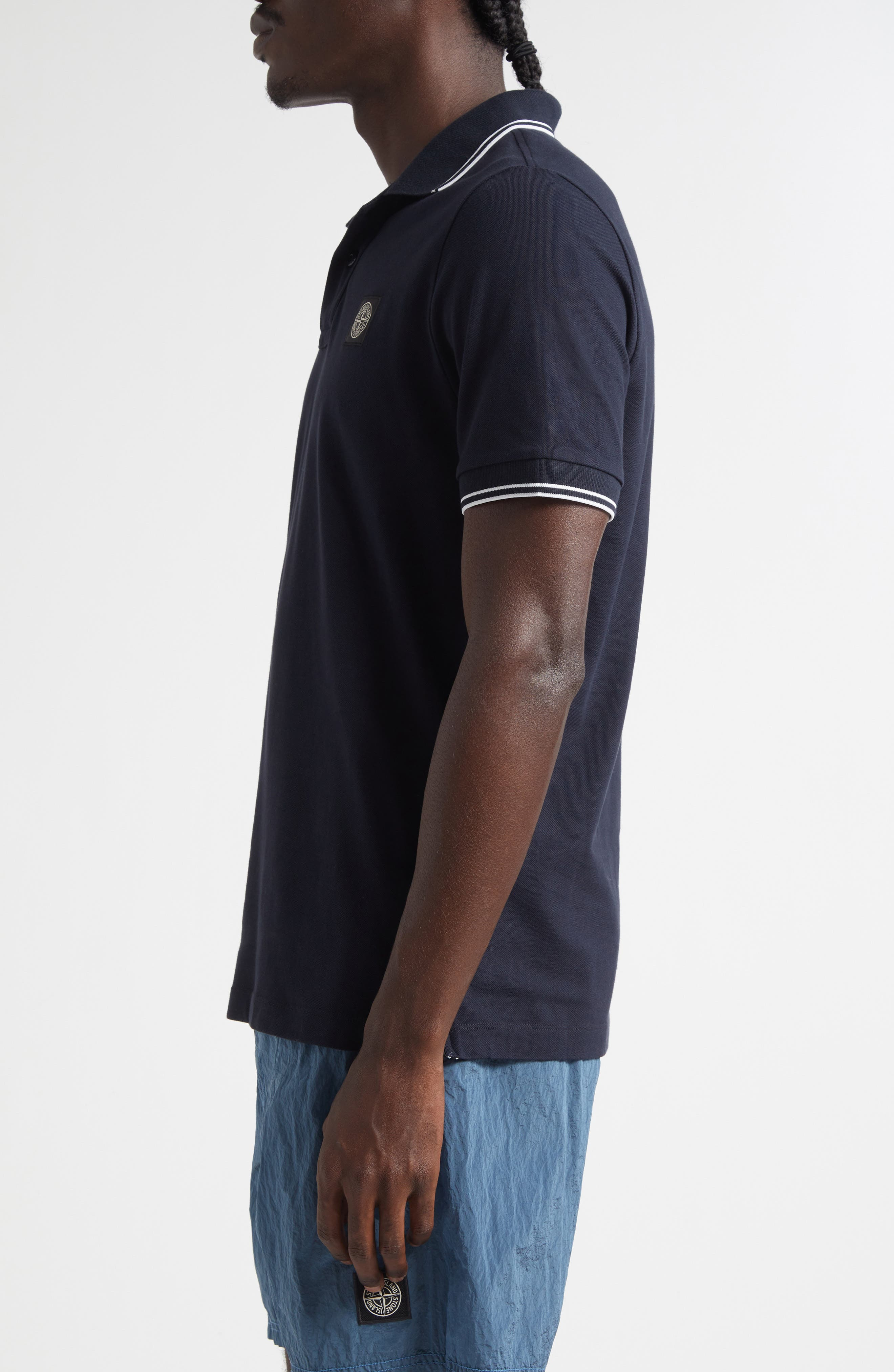 Stone Island Tipped Stretch Cotton Polo in V0020 Navy Blue at Nordstrom - 3
