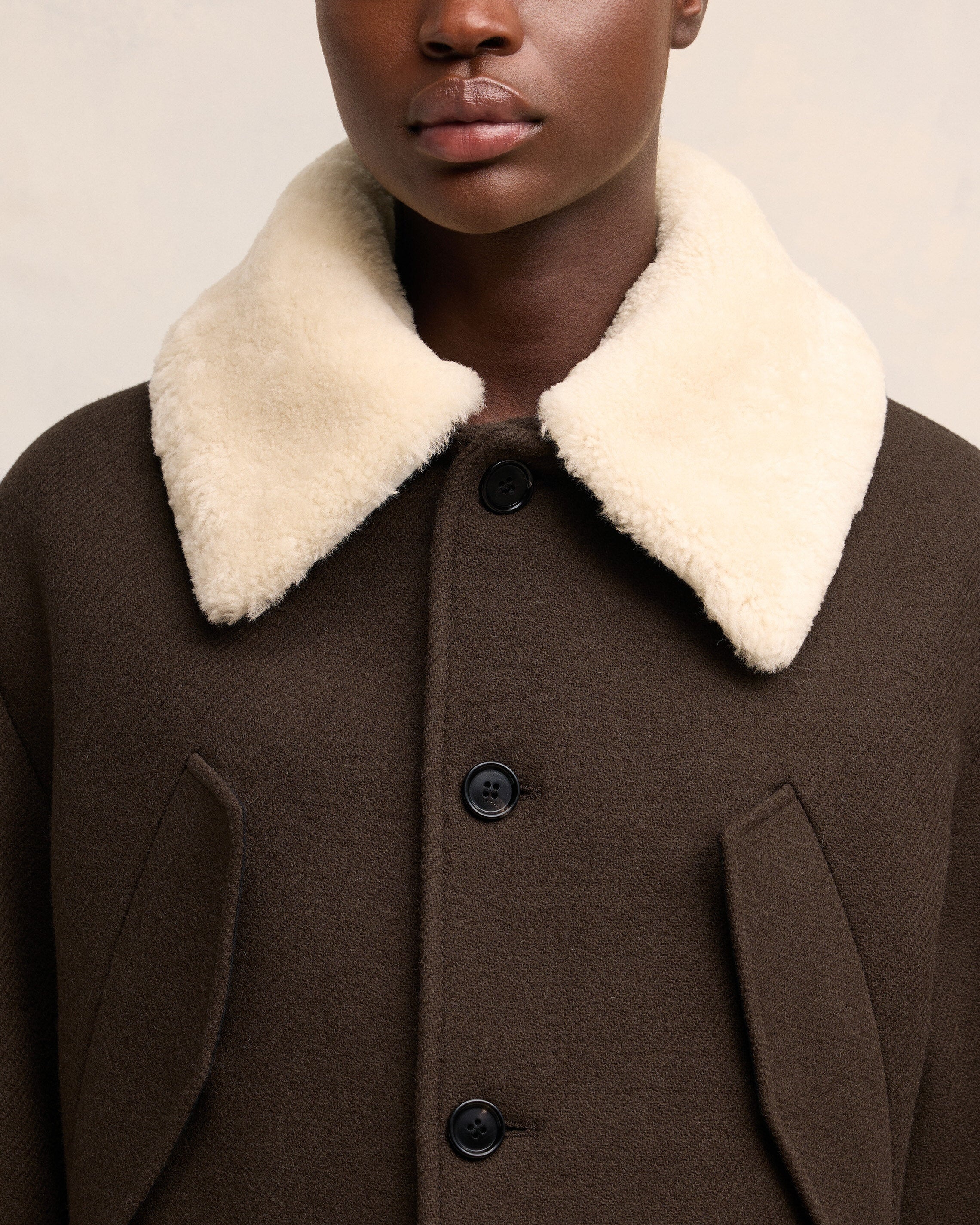 SHORT SHEARLING COLLAR JACKET - 4