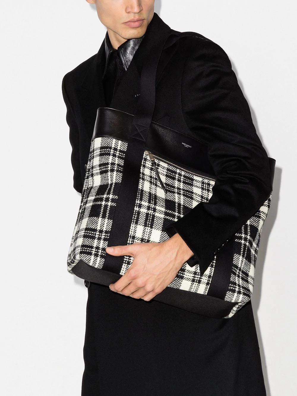 tartan check pattern tote - 2