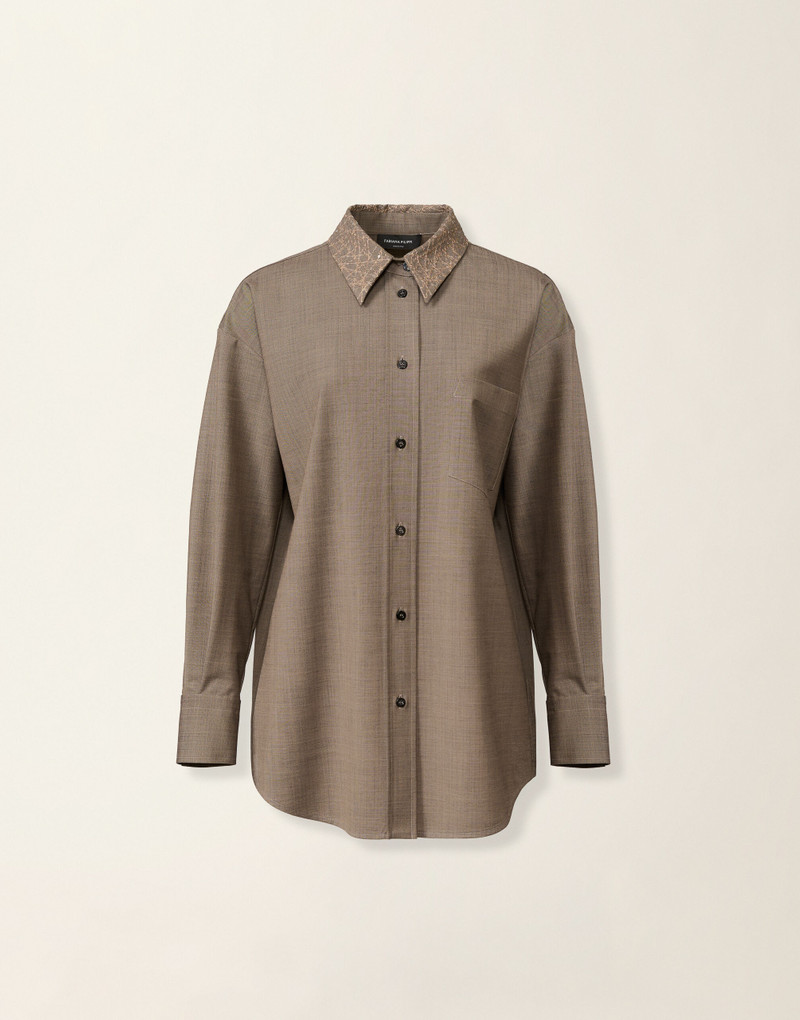 Boyfriend shirt in bi-stretch fresco wool 1