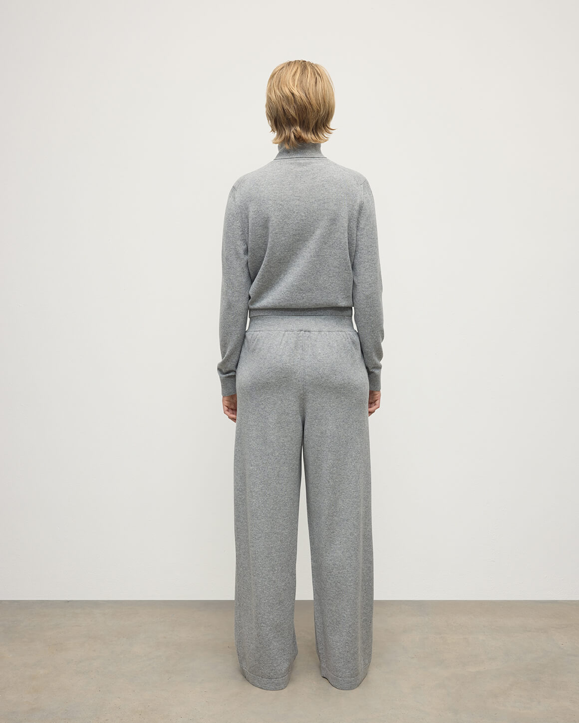 Wide Leg Grey Cashmere Trousers - 4
