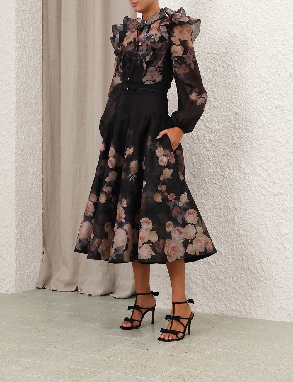 Zimmermann CRUSH FLARED MIDI SKIRT | REVERSIBLE