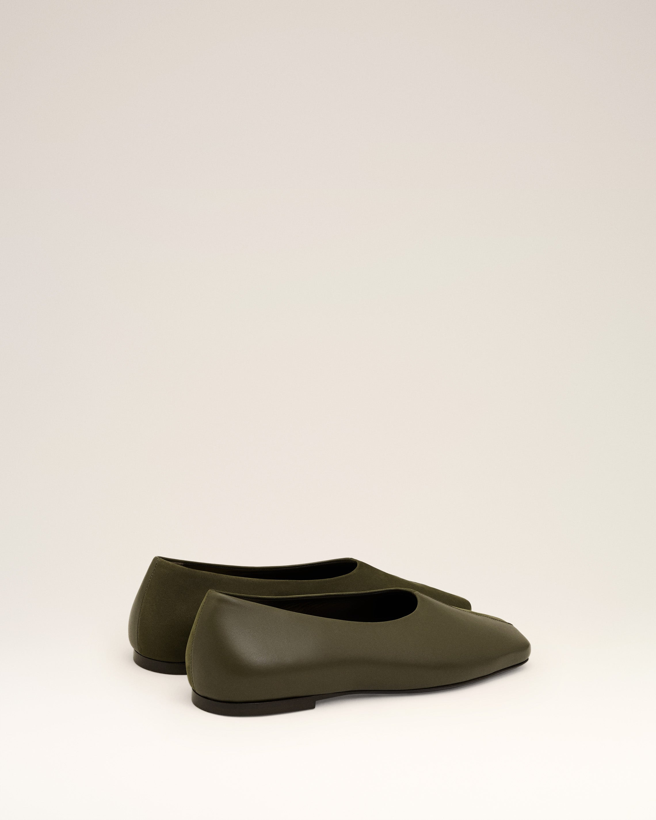 GREEN LEATHER BICOLOR BALLERINAS - 4
