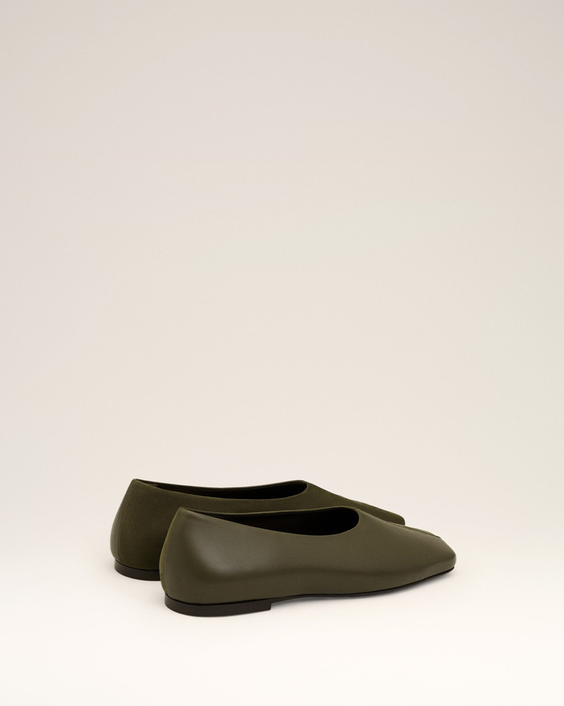 GREEN LEATHER BICOLOR BALLERINAS 4