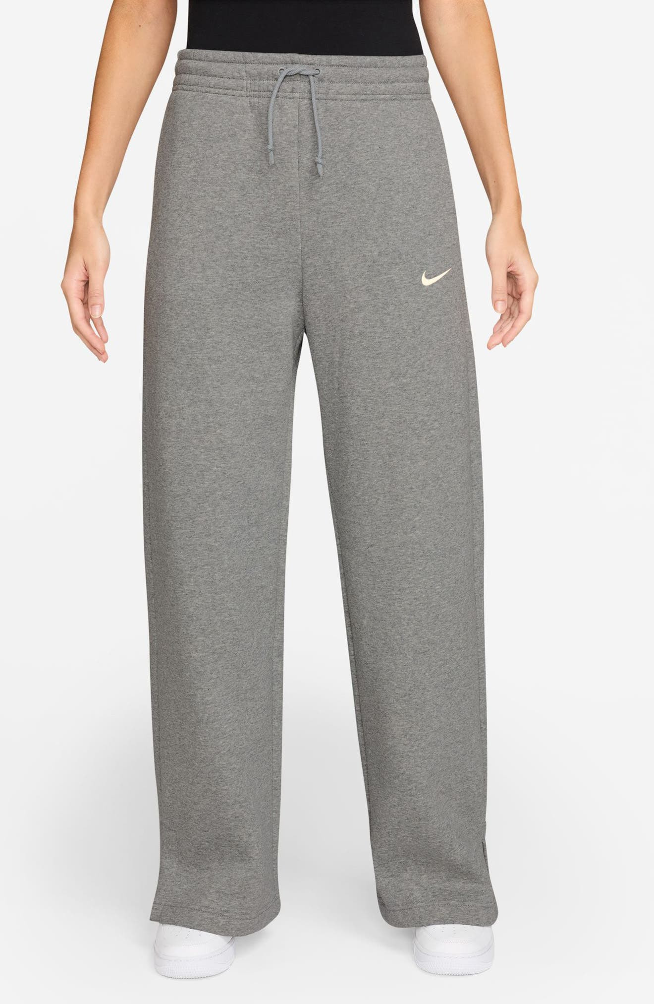 Nike Sportswear Phoenix High Waist Wide Leg Sweatpants in Dark Grey Heather/sail at Nordstrom - 1