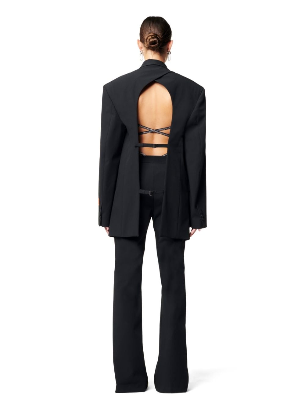 Back Cutout Gabardine Blazer - 4