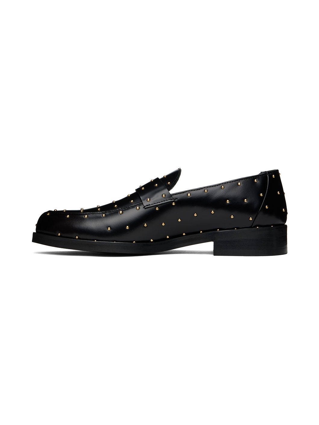 SSENSE Exclusive Black Studded Leather Loafers - 3