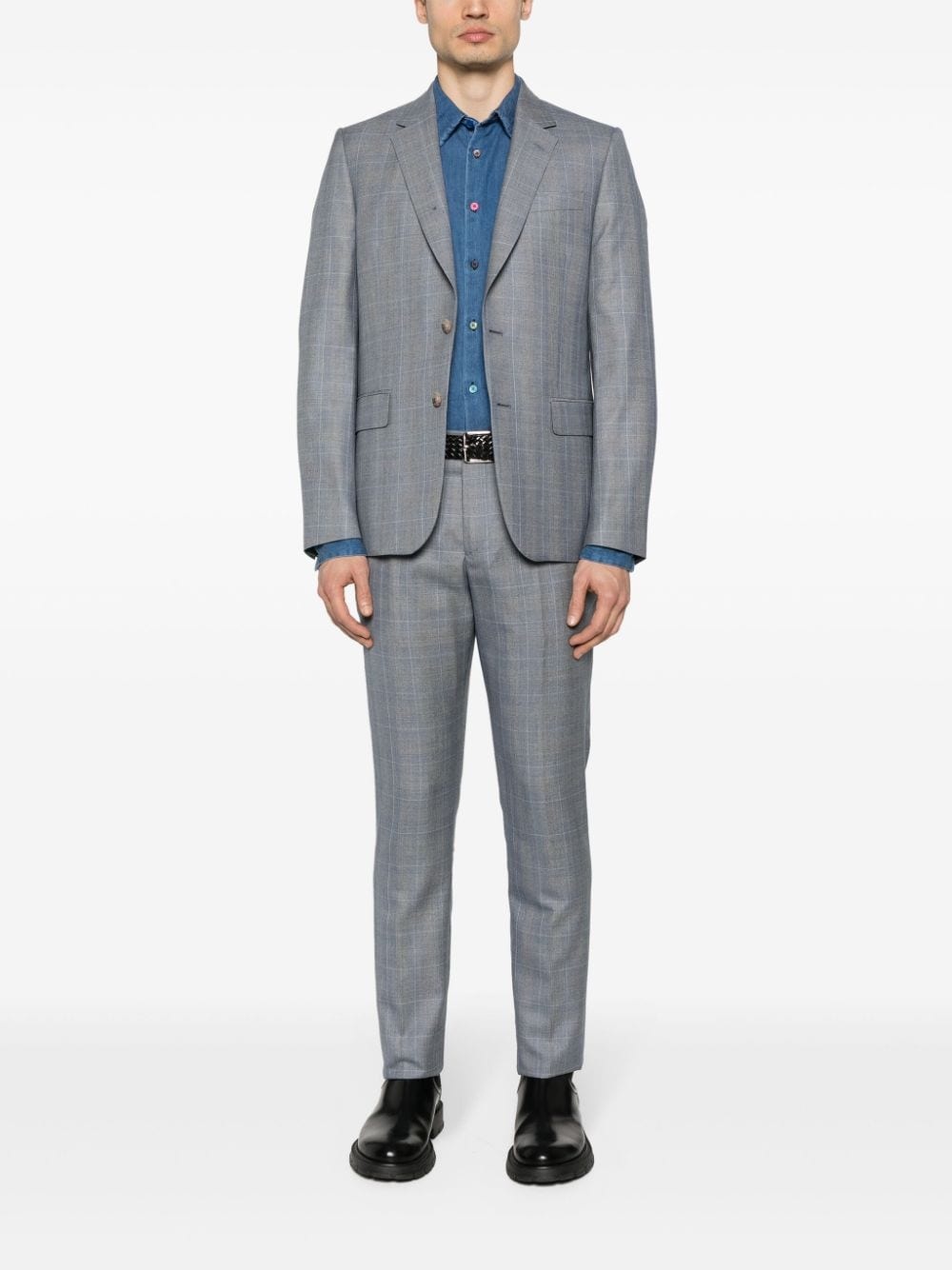 single-breasted check-pattern suit - 2