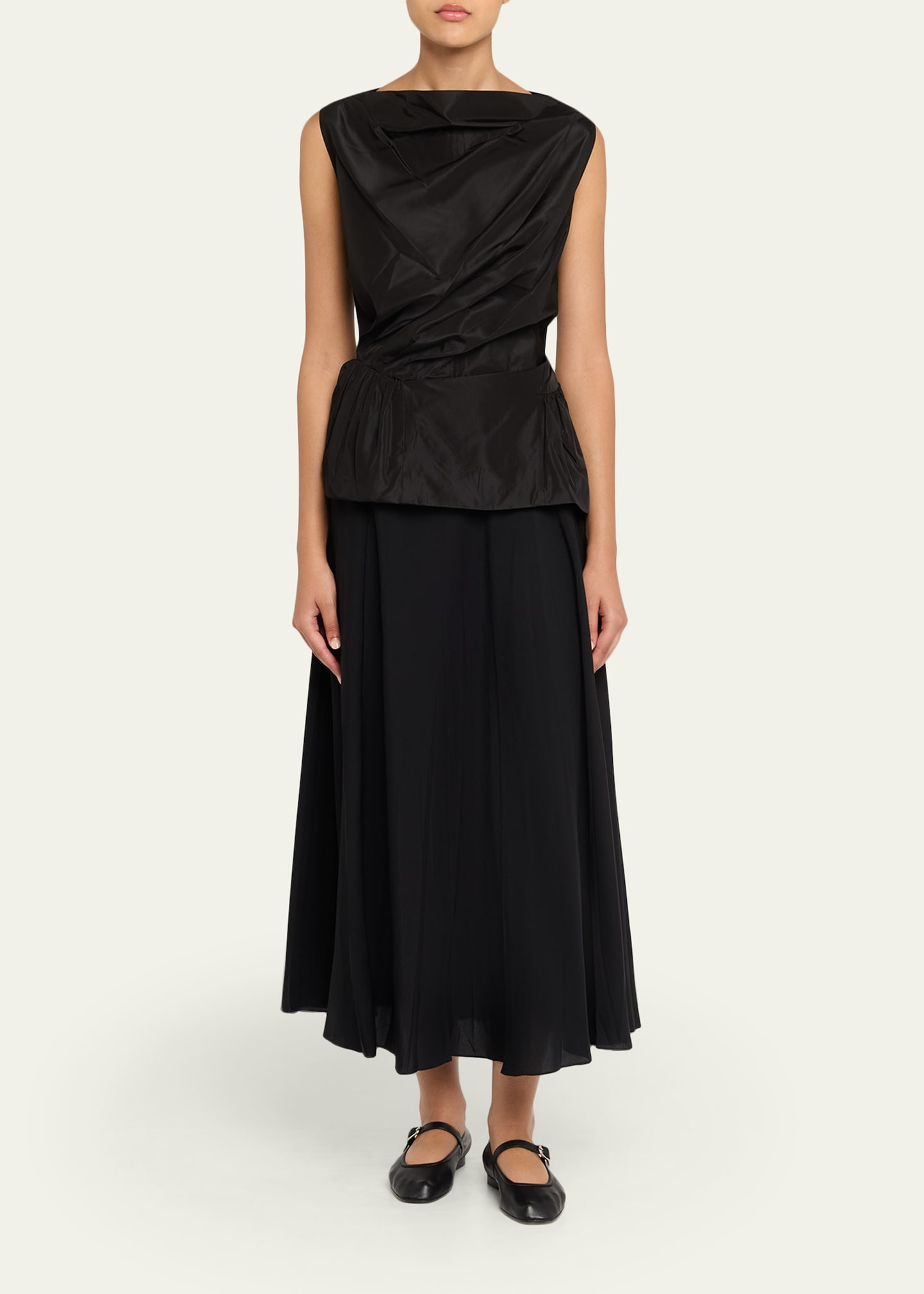 Sleeveless Draped Peplum Top - 2
