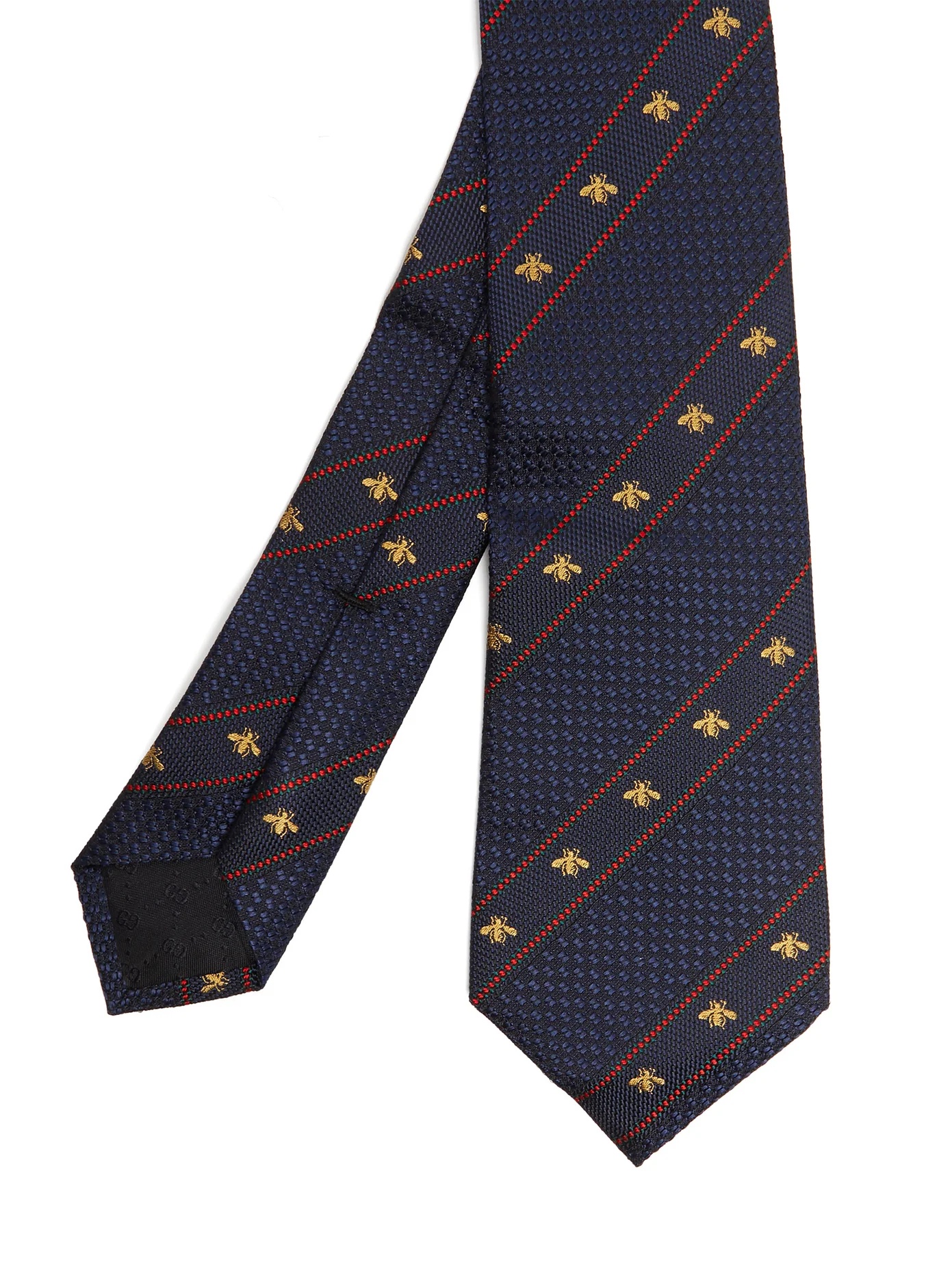 Bee & Web-striped silk tie - 3