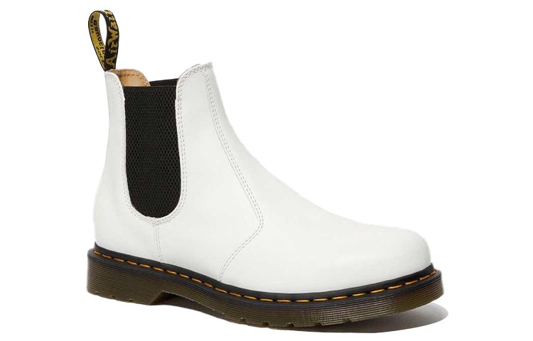 Dr. Martens 2976 Yellow Stitch Smooth Leather Chelsea Boots 'White' 26228100 - 3