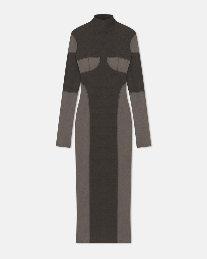 Patchwork Mesh Jersey Midi Dress - 1