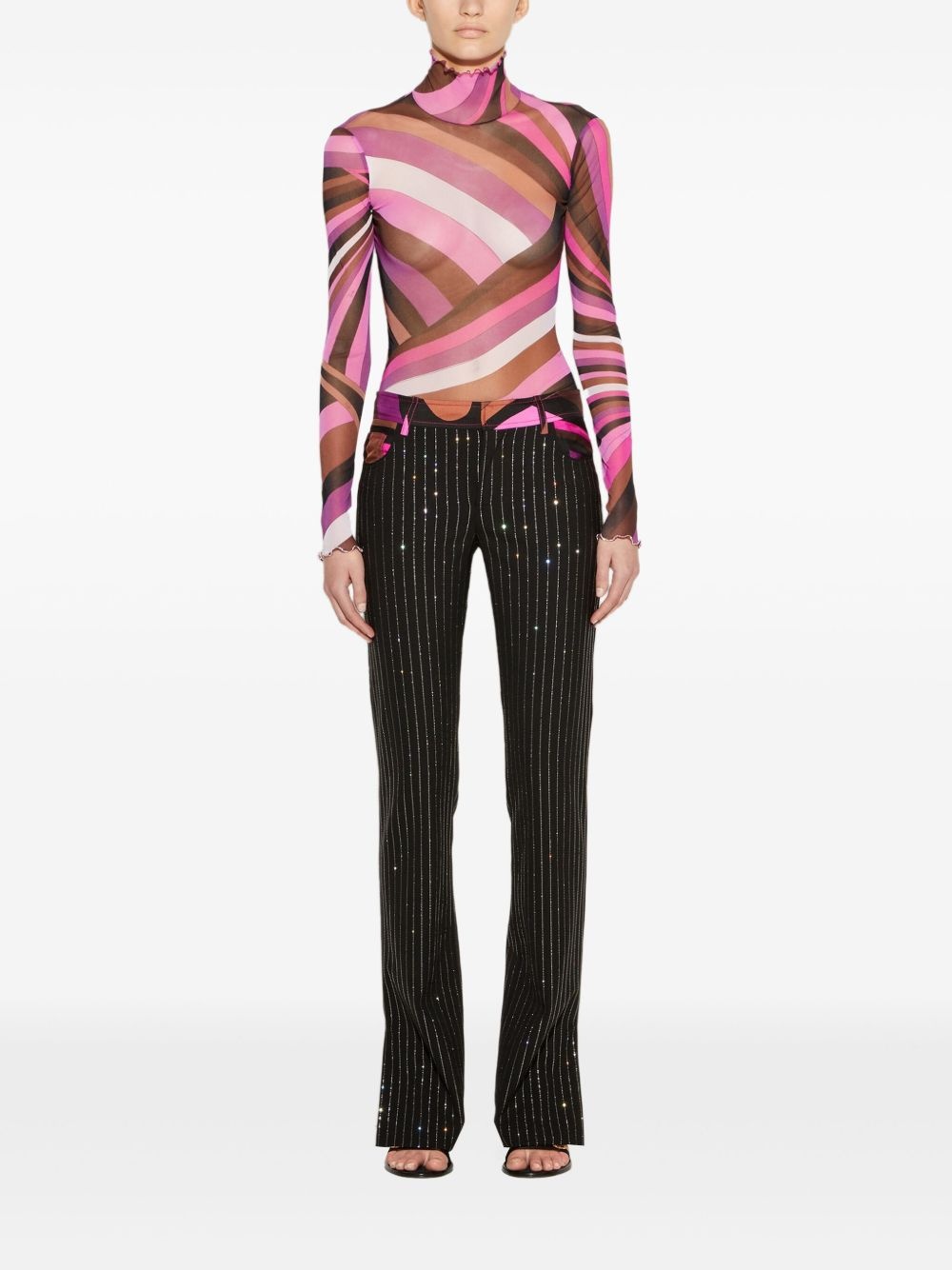 rhinestone-embellished pinstripe trousers - 2