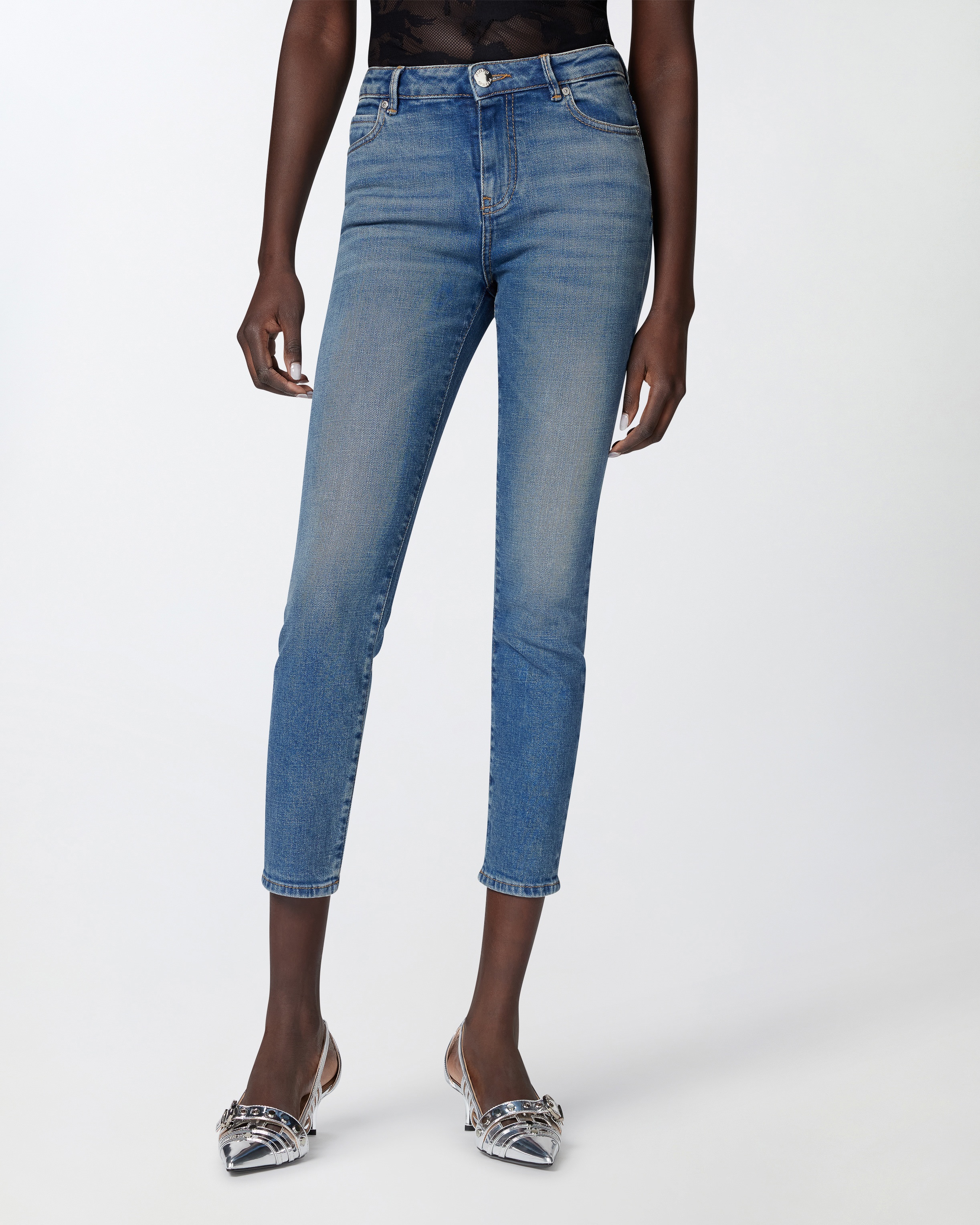 SKINNY ANKLE-LENGTH JEANS WITH RHINESTONE EMBROIDERY - 3