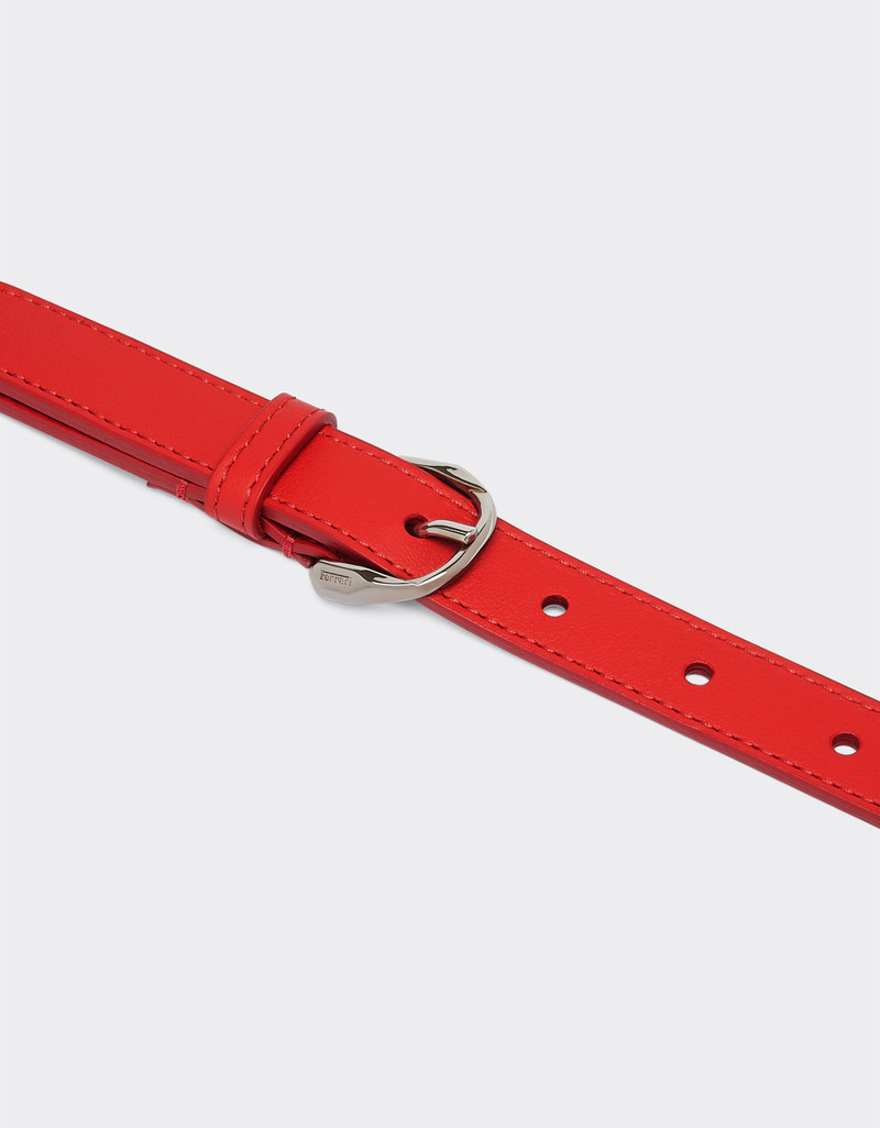 Thin leather belt with Prancing Horse detail 3