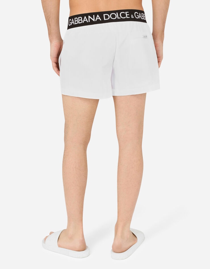 Short swim trunks with branded stretch waistband - 5