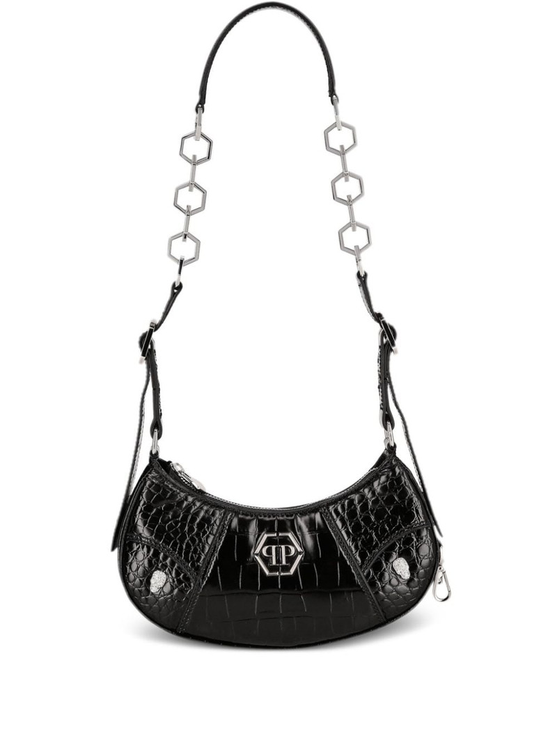 logo-plaque leather shoulder bag 1