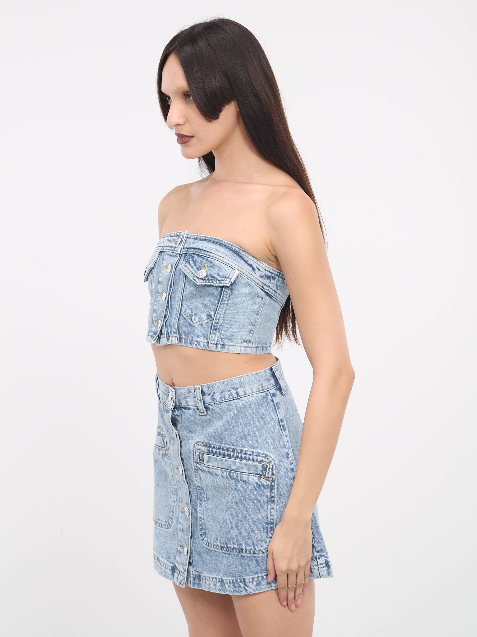 Denim Corset Crop Top - 2