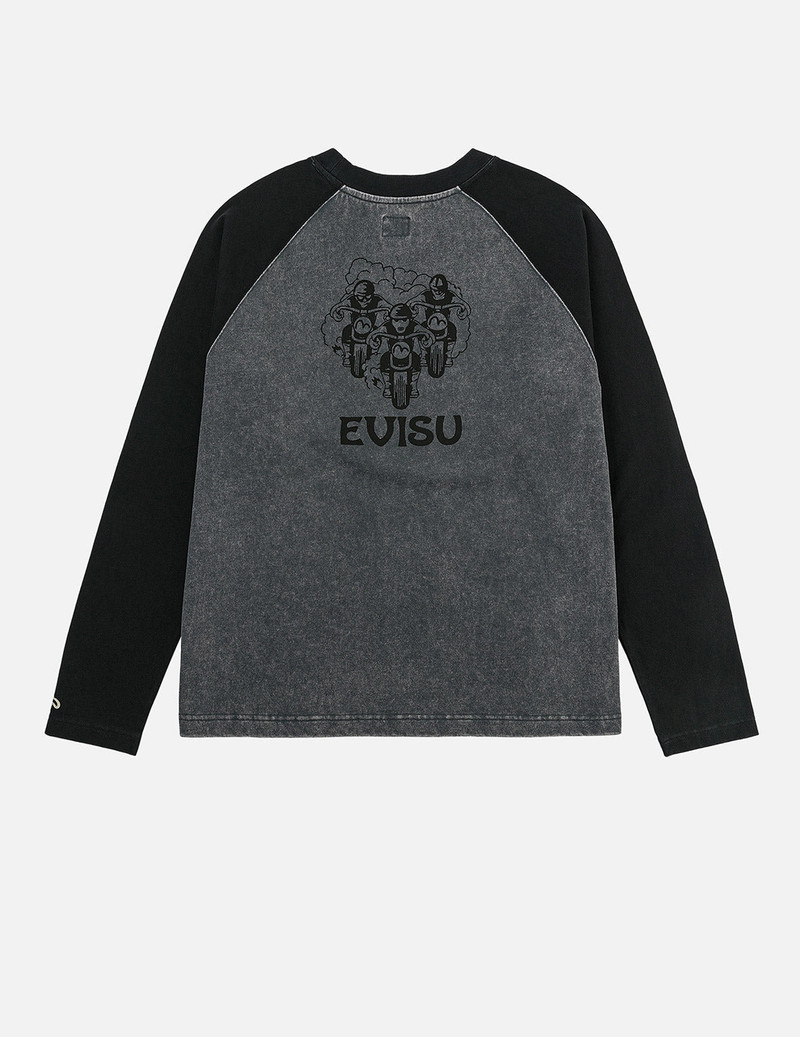 Retro Motocross Print Relax Fit Long-sleeve T-shirt 3