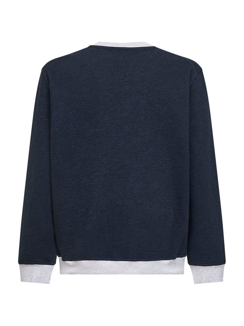 Brunello Cucinelli Cobalt cotton and linen printed sweatshirt outlook