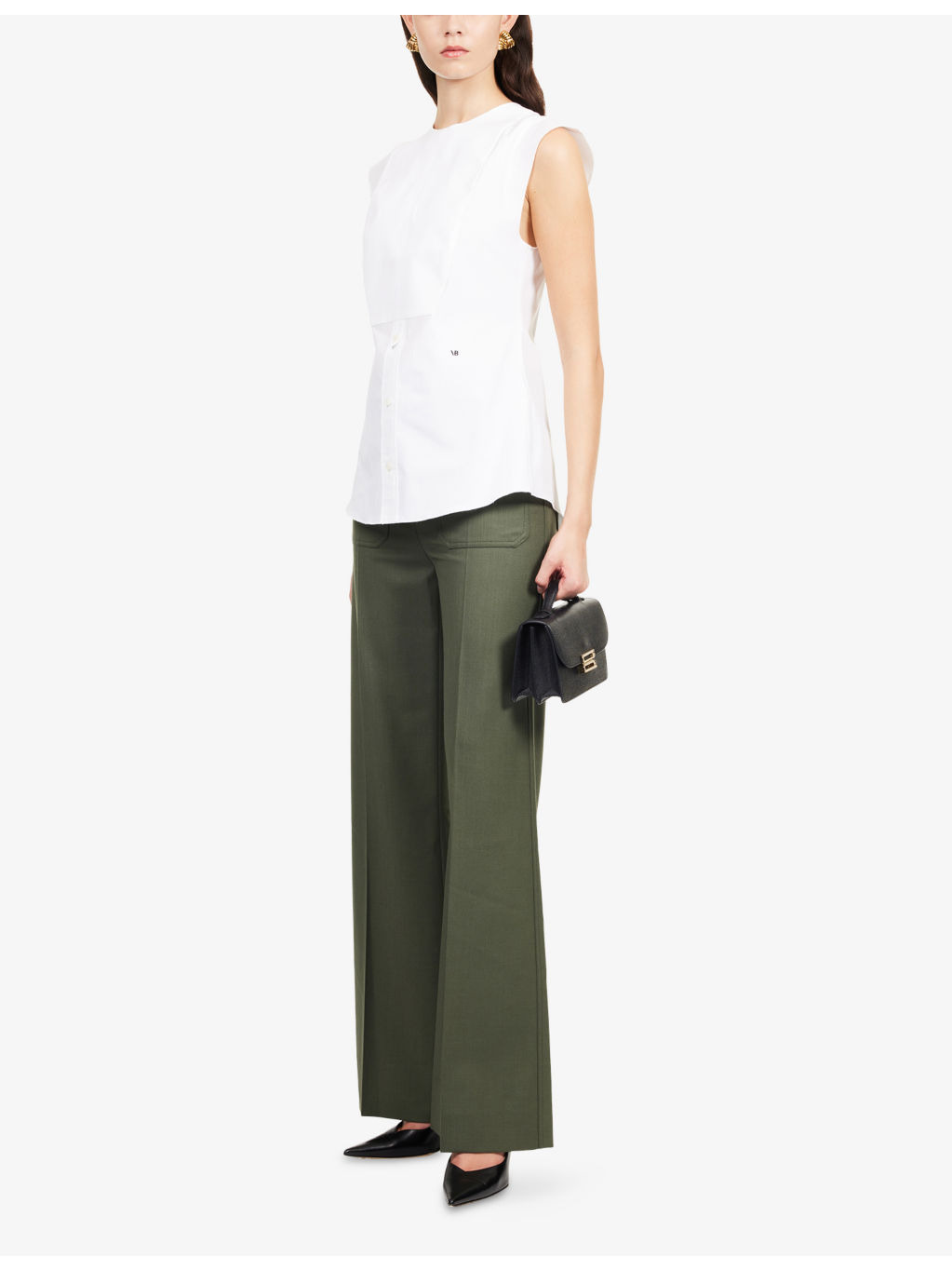 Sleeveless Bib Cotton Shirt - 2