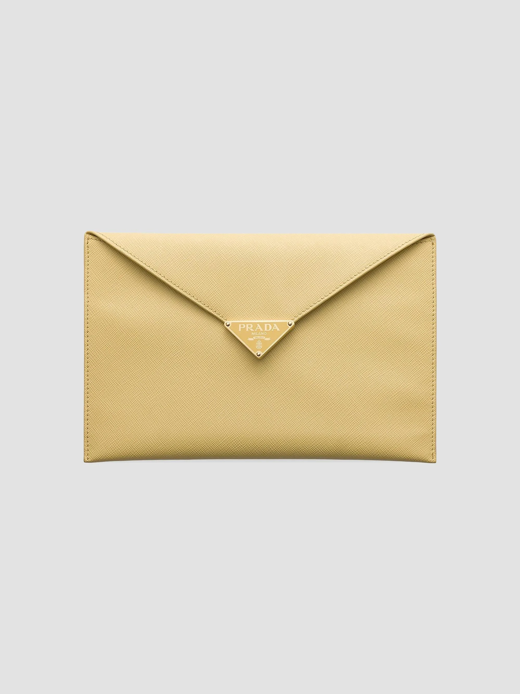 Women's Saffiano Leather Envelope Clutch - Yellow - 1