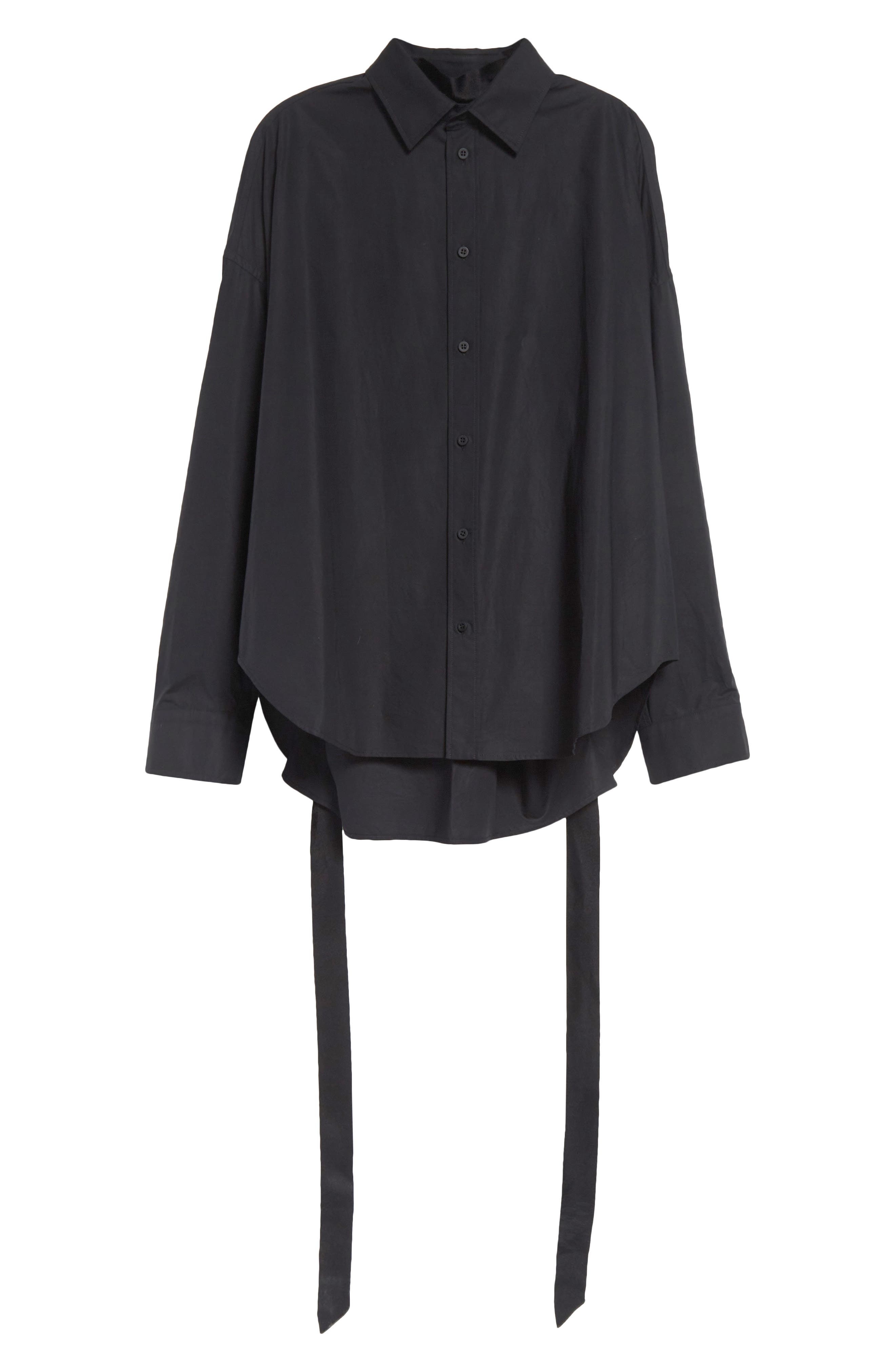 Balenciaga Lace-Up Cotton Poplin Shirt in 1000 Black at Nordstrom - 6