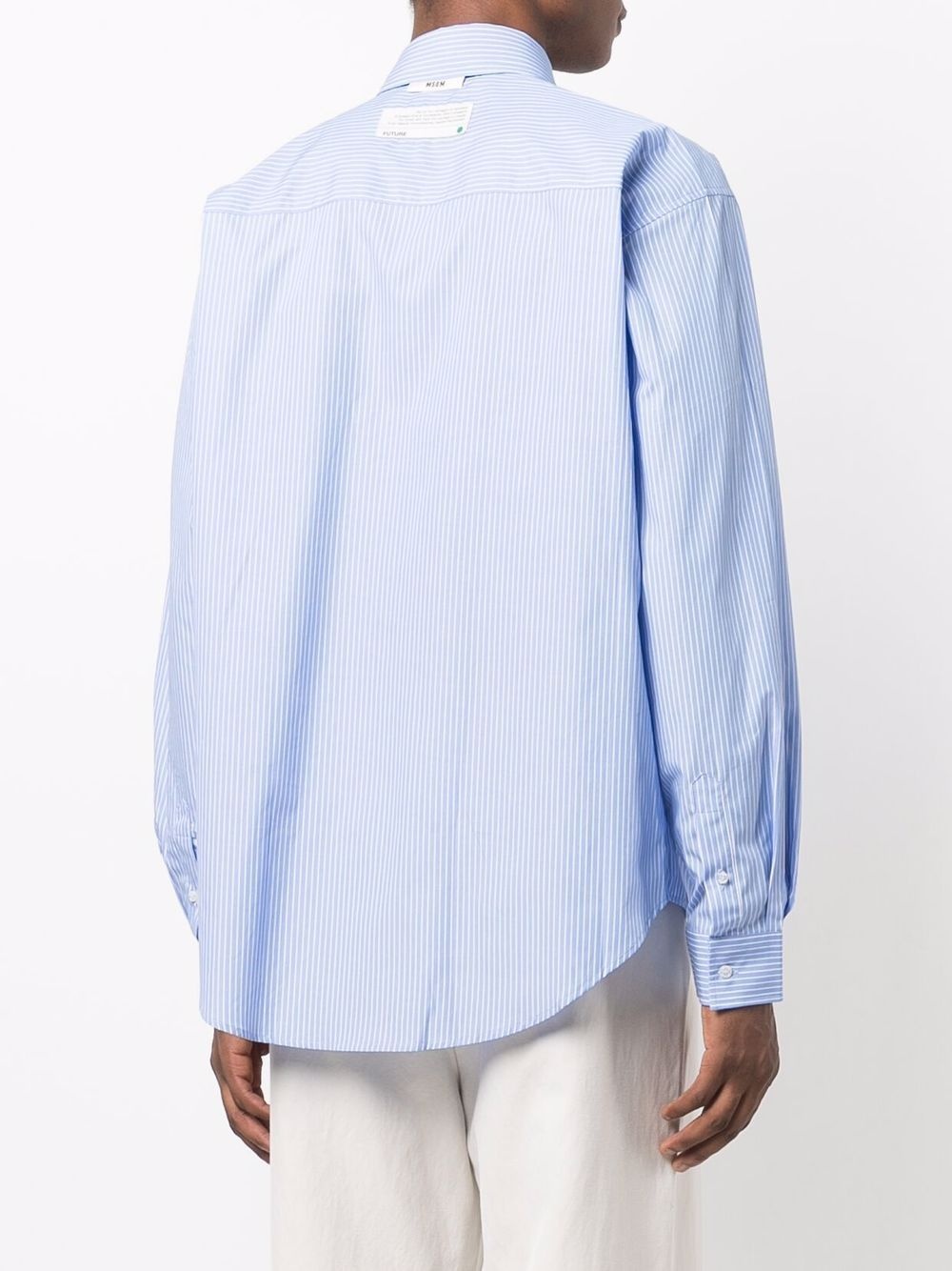 logo-embroidered pinstripe shirt - 4