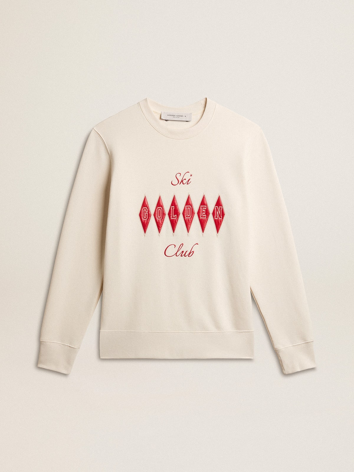 Men's cotton crew-neck sweatshirt with embroidered lettering - 1