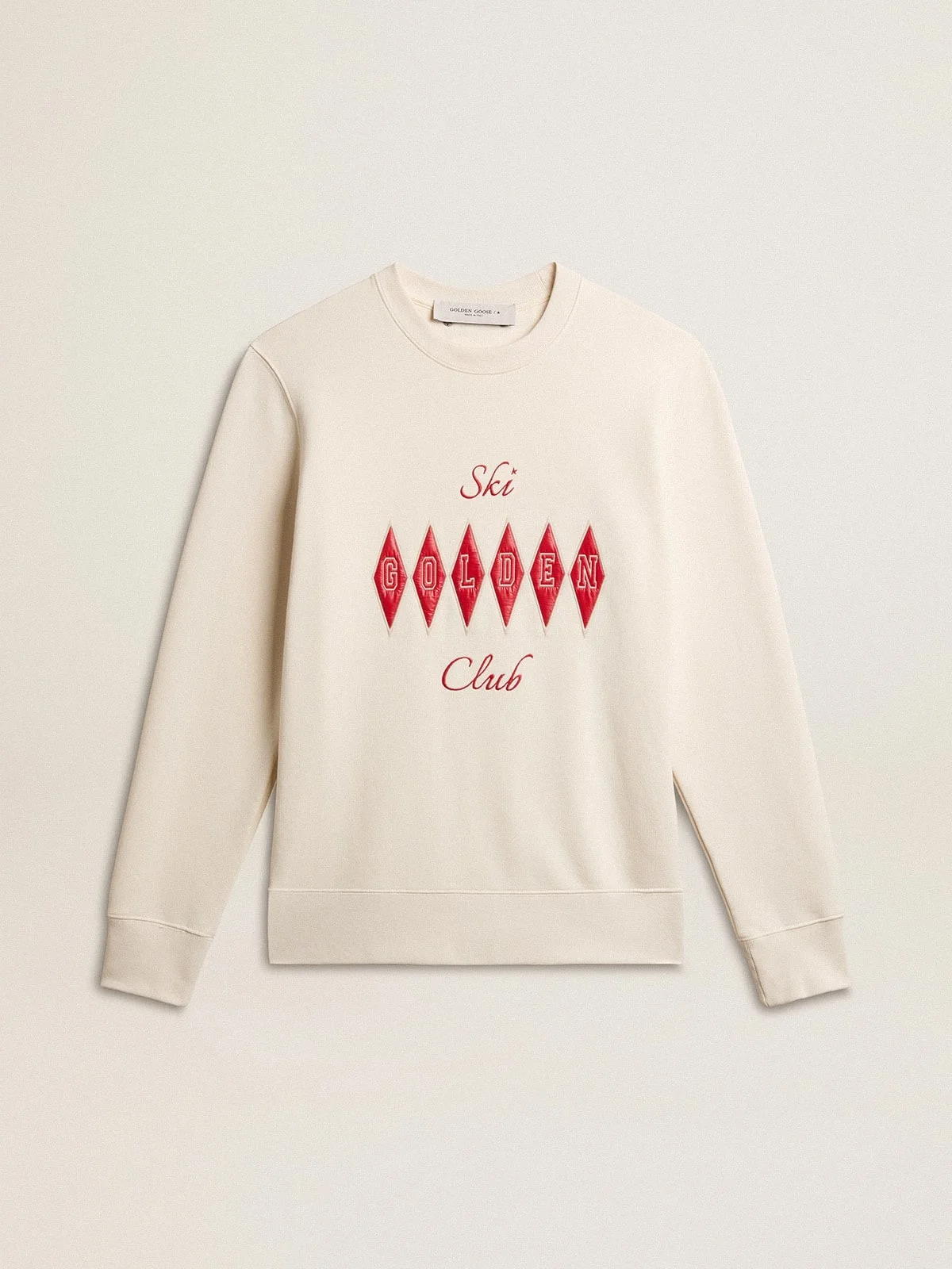 Men's cotton crew-neck sweatshirt with embroidered lettering - 1