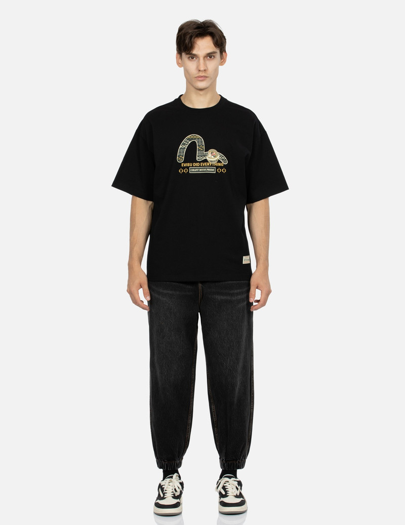 FAIR ISLE PATTERN SEAGULL EMBROIDERY WIDE-LEG DENIM JOGGER PANTS 6