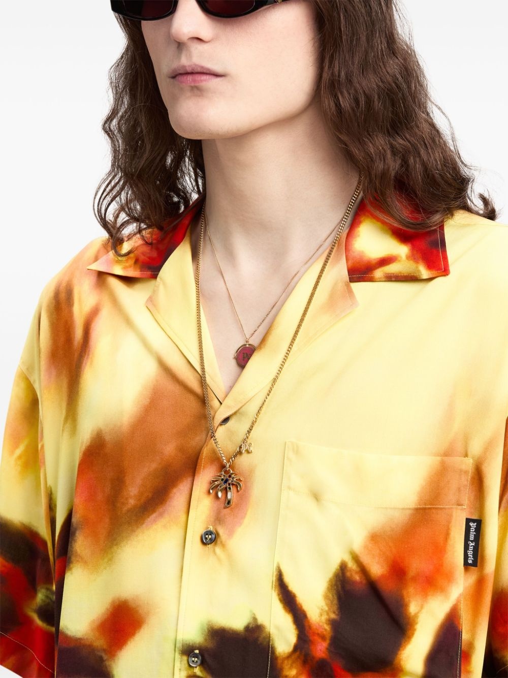 abstract-print notched-collar shirt - 6