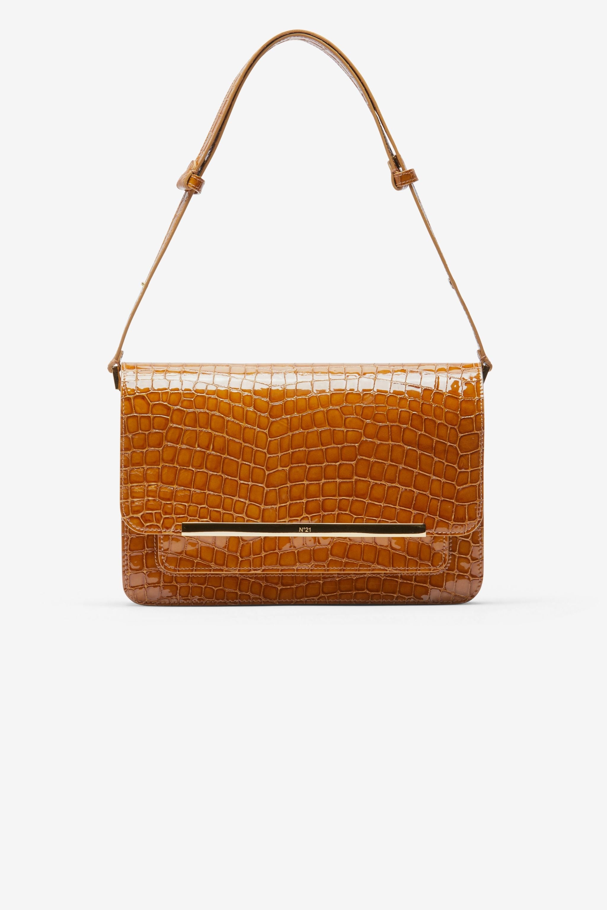 EDITH CROC-EFFECT LEATHER SHOULDER BAG - 1